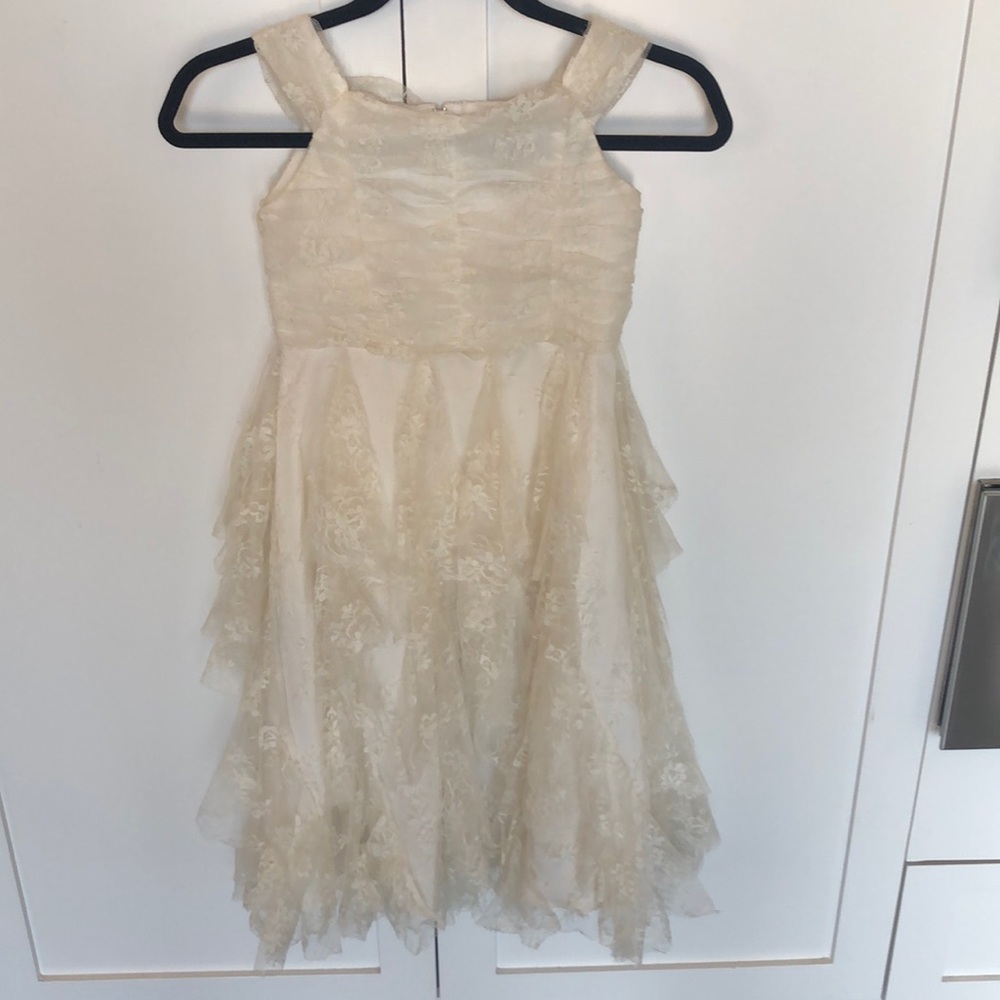 Us Angels Lace flower girl off white dress